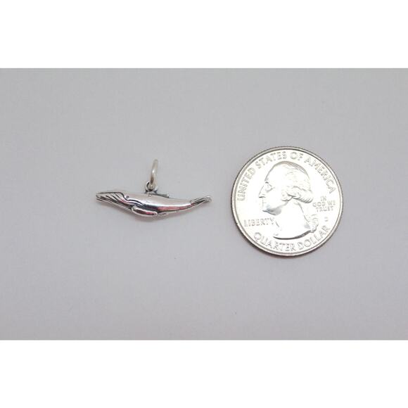Sterling Silver Humpback Whale Charm, Sterling Silver Whale Charm - Picture 4 of 4